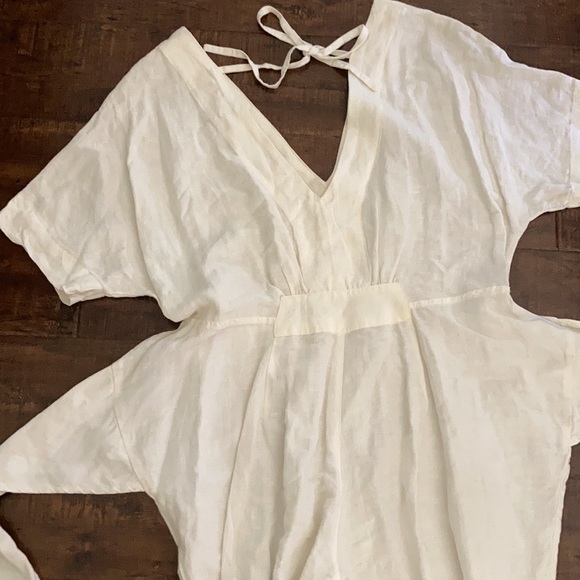 Free People Shining Sun Linen Jumpsuit-Ivory - Picture 4 of 6